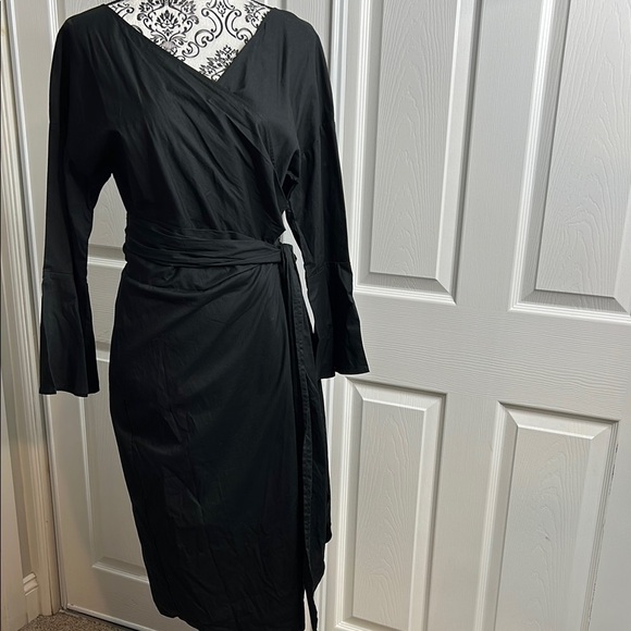 Wayf Black Long Sleeve True Wrap Dress S - Picture 1 of 5